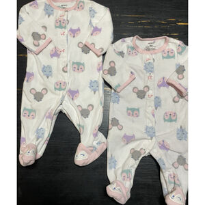 3 Months Twin Girls Carters Animal Themed Sleepers